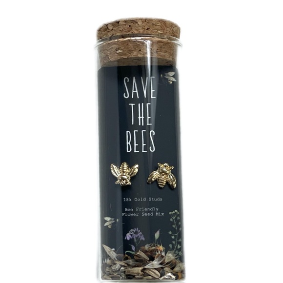 Save the Bees Stud Earrings. Bee Friendly Wildflower Mix - Picture 4 of 5